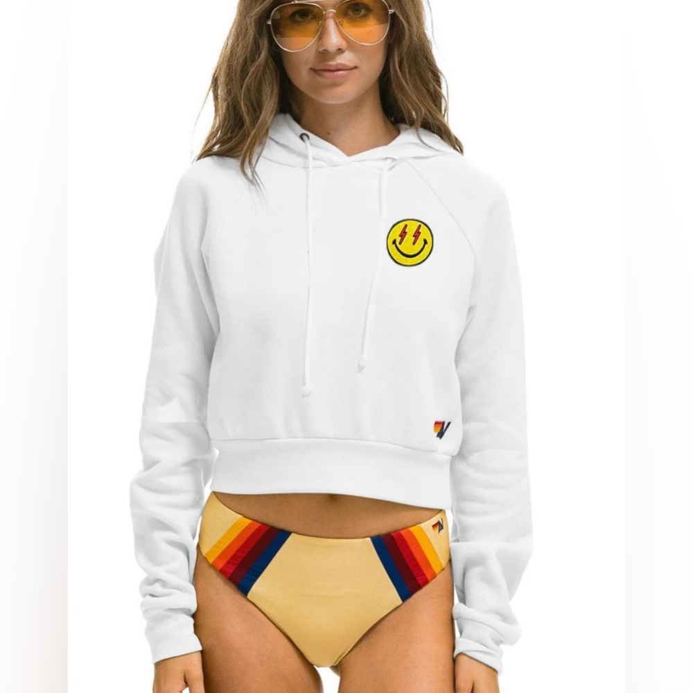 AVIATOR NATION SMILEY BOLT CROPPED HOODIE!!⚡️⚡️